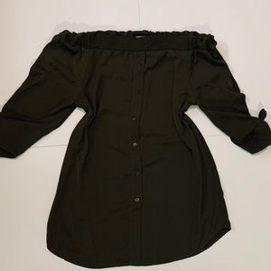 Olive off-shoulder dress